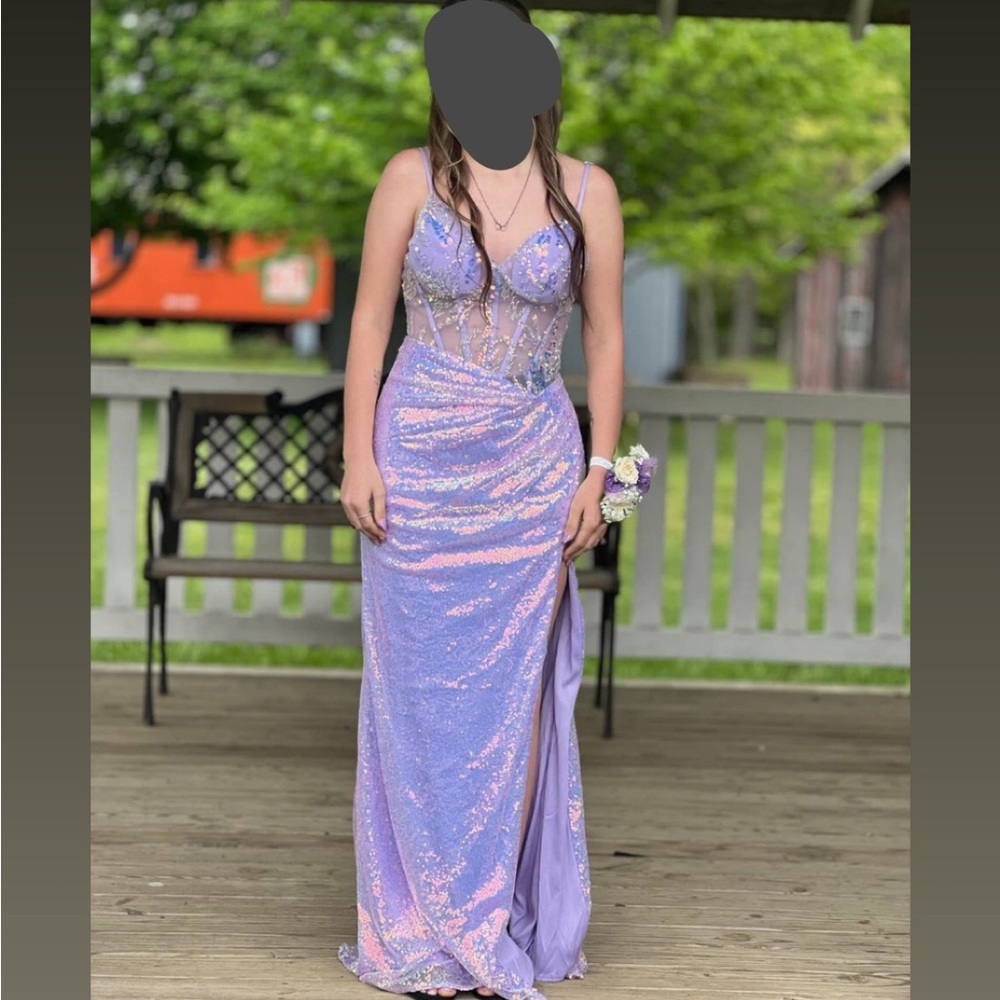 Lilac Sequin Prom Dress